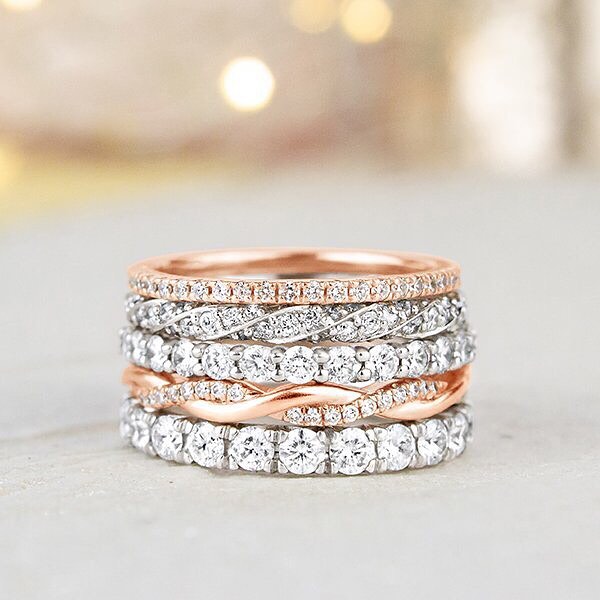 Eternity Ring Set Stacked Wedding Rings Stackable Wedding Rings
