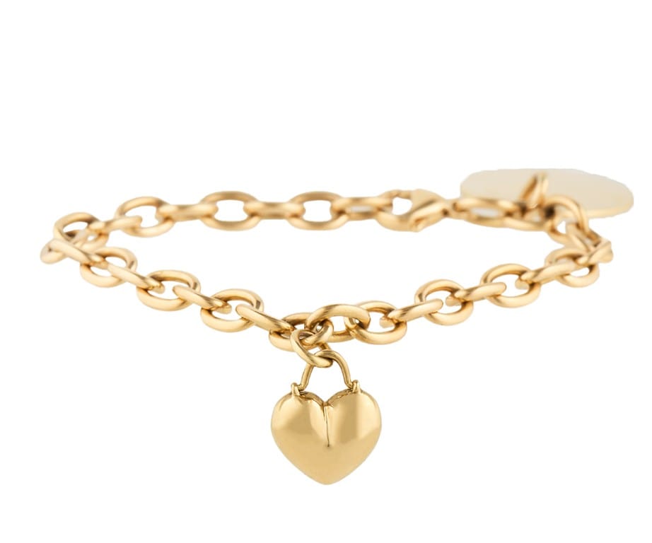 Tiffany Round Disk and Heart Shaped Charm Link Bracelet in