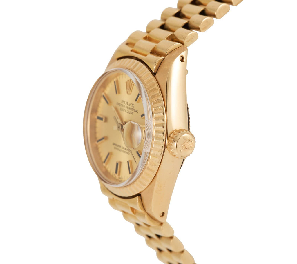 1982 Rolex Datejust President 6917 24MM Champagne Dial 18K Watch W
