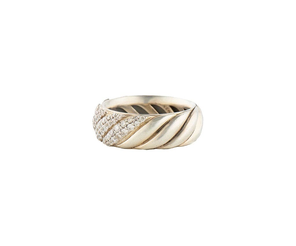 David Yurman Pave Diamond Sculpted Cable Band Ring in