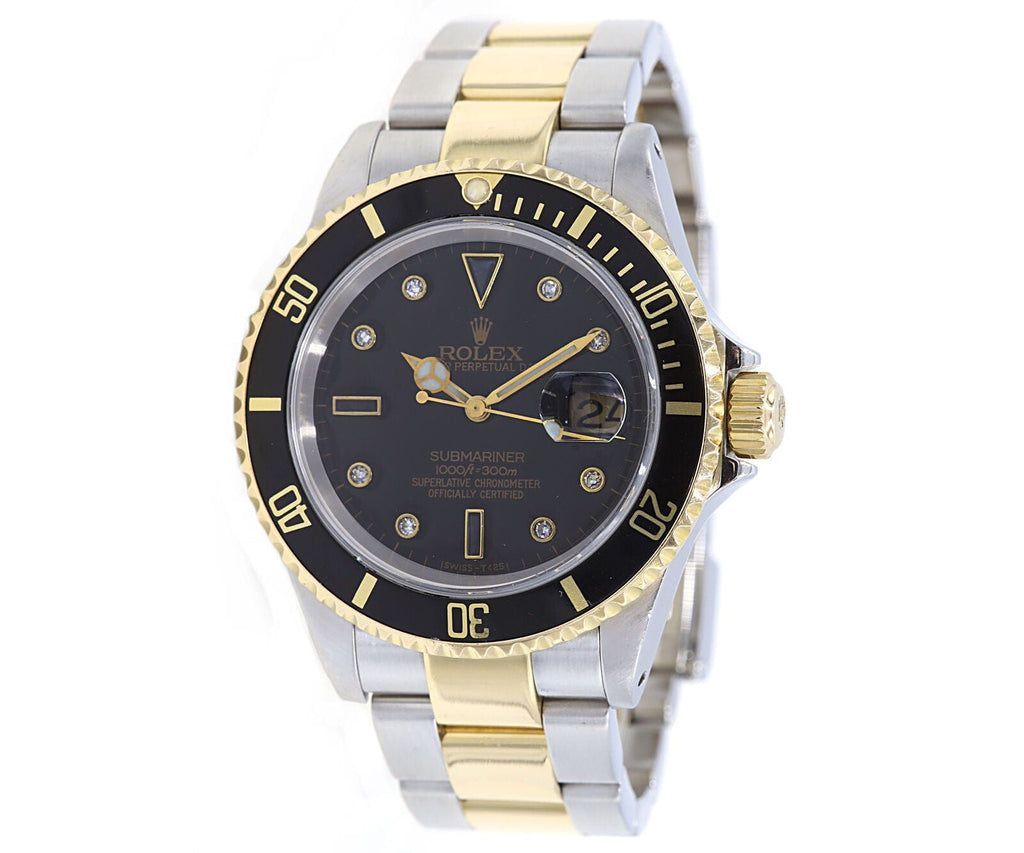 Tænk fremad gullig Madison 2001 Rolex Submariner 16613 40MM Aftermarket Diamond Black Dial Men's –  Watch & Jewelry Exchange