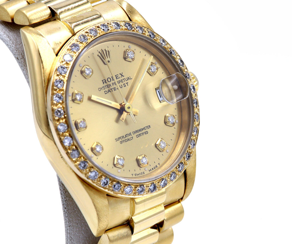 Rolex Datejust 31mm Gold President White Gold Diamond Bezel