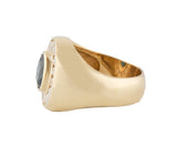 Gents 3.20ct Oval Sapphire and 1.40ctw Diamond Frame Ring in 14K