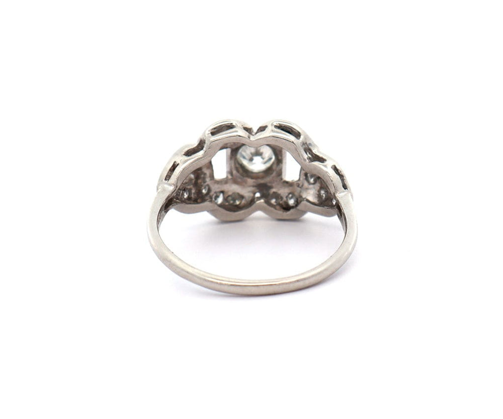 0.73ctw European and Single Cut Diamond Loop Ring in Platinum