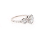 1.30ctw Round Diamond Halo Three Stone Engagement Ring in 14K