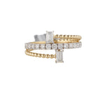 New 0.80ctw Baguette and Round Diamond Bypass Ring in 14K