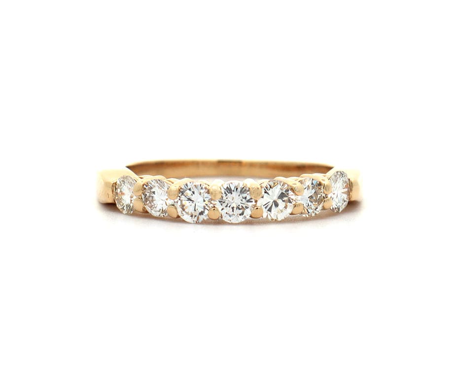 New 0.81ctw Round Diamond Seven Stone Wedding Band Ring in 14K