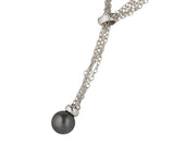 Black Tahitian Pearl Lariat Adjustable Necklace in 18K