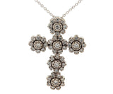 0.70ctw Diamond Cluster Frame Cross Pendant Necklace in 14K