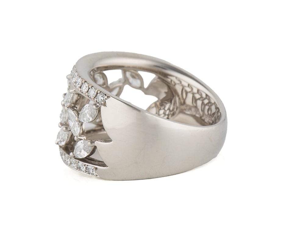 SUWA 1.25ctw Marquise and Round Diamond Wide Band Ring in Platinum