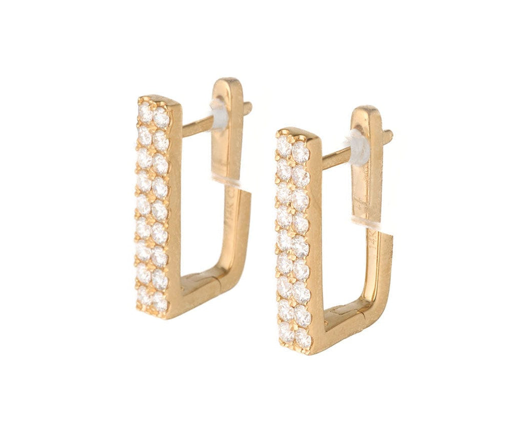 New 0.77ctw Diamond Double Row Square Hoop Earrings in 14K