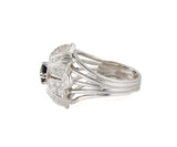 Vintage 0.45ct Sapphire and 0.75ctw Single Cut Diamond Frame Ring in 14K