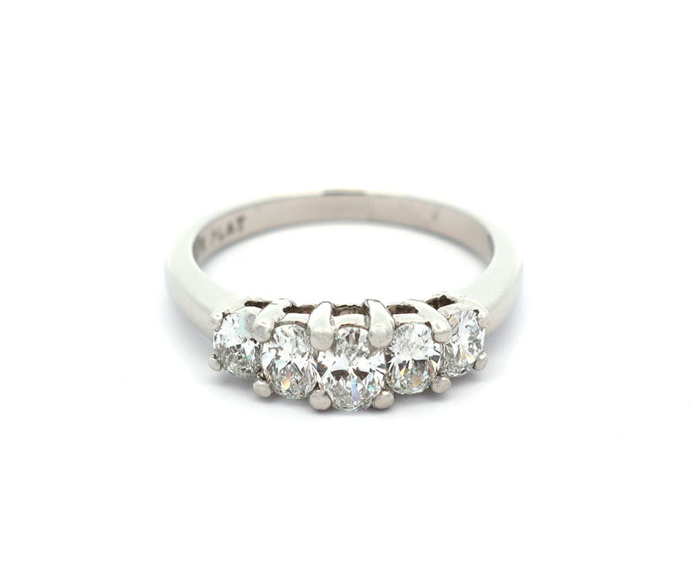0.75ctw Oval Diamond Graduated Five Stone Band Ring in Platinum