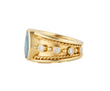 Oval Black Opal and 0.50ctw Diamond Bezel Set Etruscan Style Ring in 18K