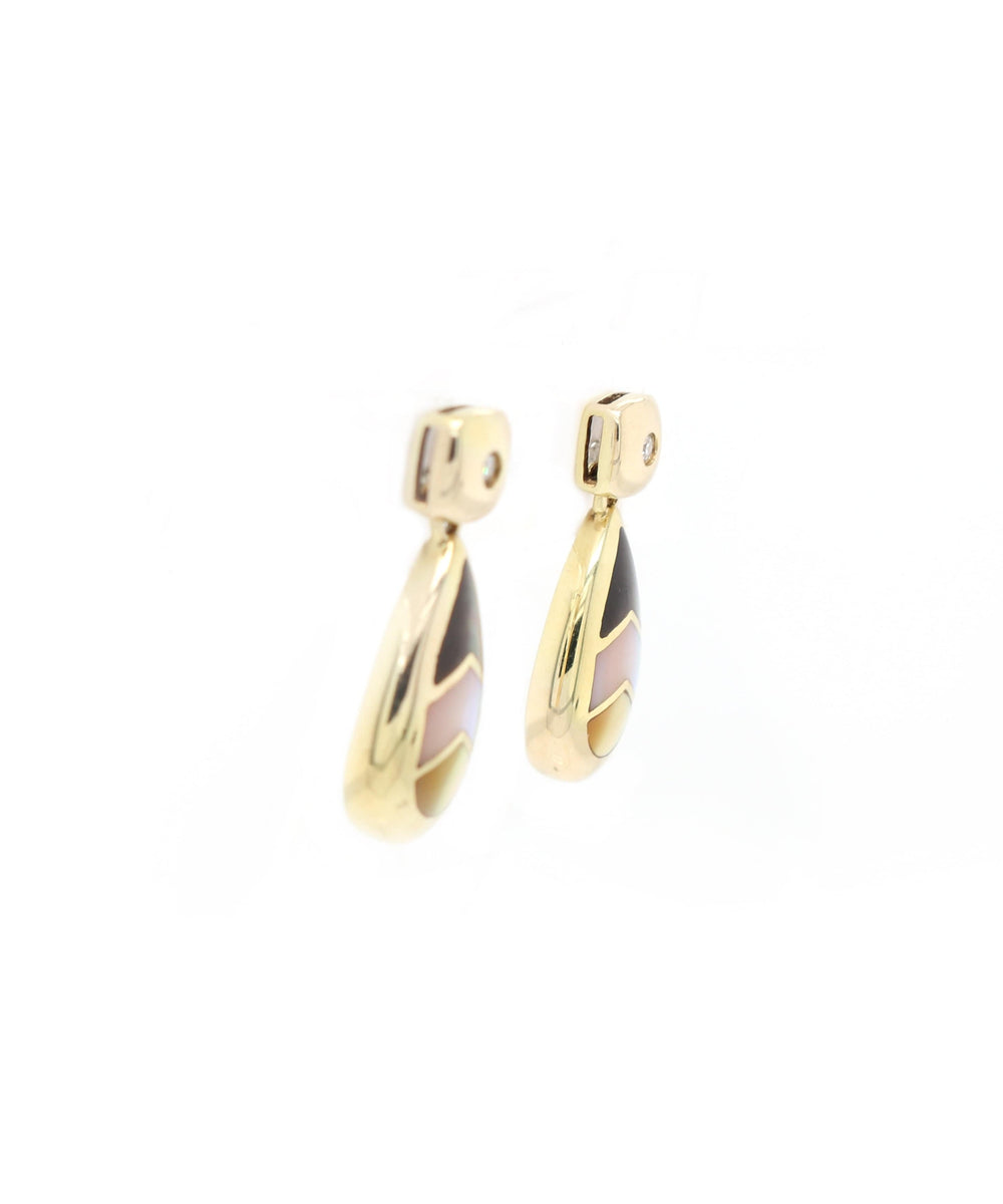 Asch Grossbart Diamond and Inlay Drop Earrings in 14K
