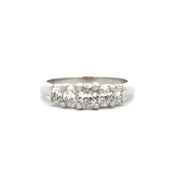 Oval Diamond Graduated Five Stone Band Ring in Platinum