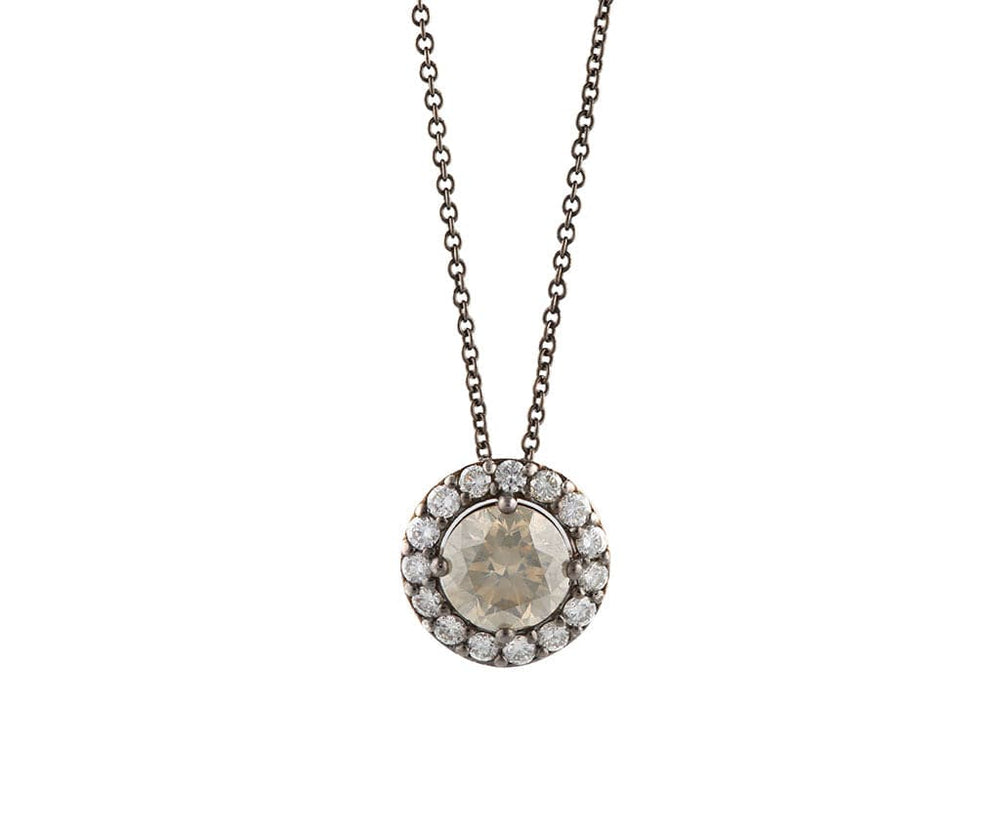 2.00ct Galaxy Diamond and 0.75ctw White Diamond Halo Pendant Necklace in 14K