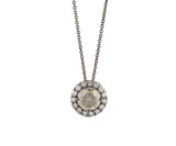 2.00ct Galaxy Diamond and 0.75ctw White Diamond Halo Pendant Necklace in 14K