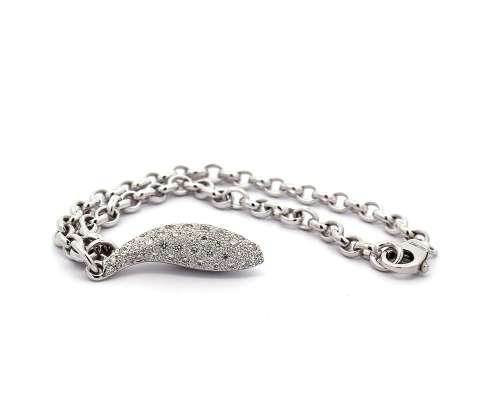 Tiffany & Co. 1.00ctw Pave Diamond Frank Gehry Fish Charm Bracelet in 18K