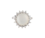 Moonstone and 0.35ctw Diamond Starburst Halo Ring in 14K