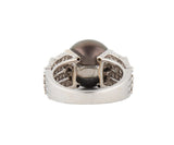 12.5MM Black Tahitian Pearl and 0.50ctw Diamond Four Row Ring in 18K