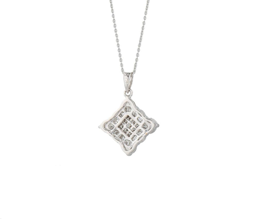 2.00ctw Princess Baguette and Marquise Diamond Frame Pendant Necklace in 18K