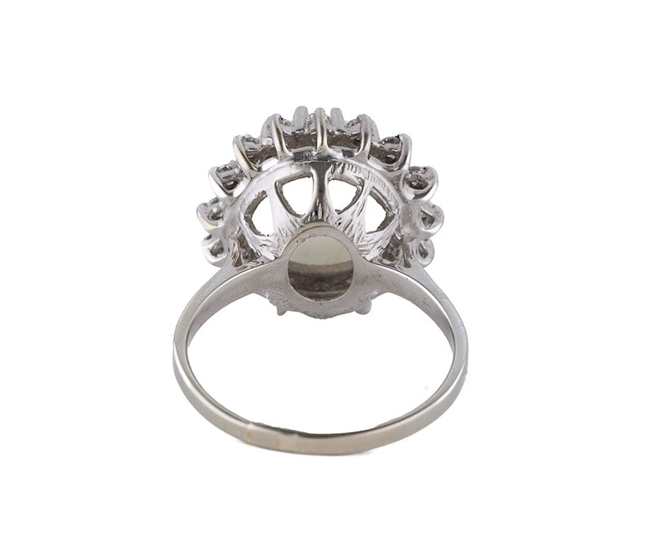 Moonstone and 0.35ctw Diamond Starburst Halo Ring in 14K