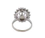 Moonstone and 0.35ctw Diamond Starburst Halo Ring in 14K