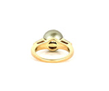 10.50MM Gray Cultured Pearl and 0.50ctw Baguette Diamond Ring in 14K