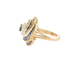 1.50ctw Oval and Baguette Sapphire and 0.20ctw Diamond Frame Spiral Ring in 14K