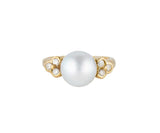 10.0MM Cultured Gray Pearl and 0.18ctw Diamond Ring in 18K
