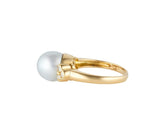10.0MM Cultured Gray Pearl and 0.18ctw Diamond Ring in 18K