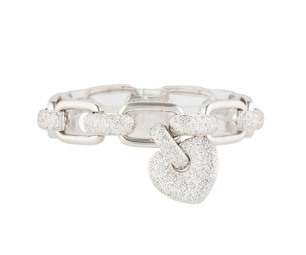 4.50ctw Pave Diamond Heart Link Bracelet in 18K