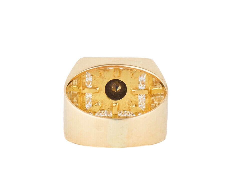 Gents 2.05ctw Black and White Diamond Square Frame Ring in 18K