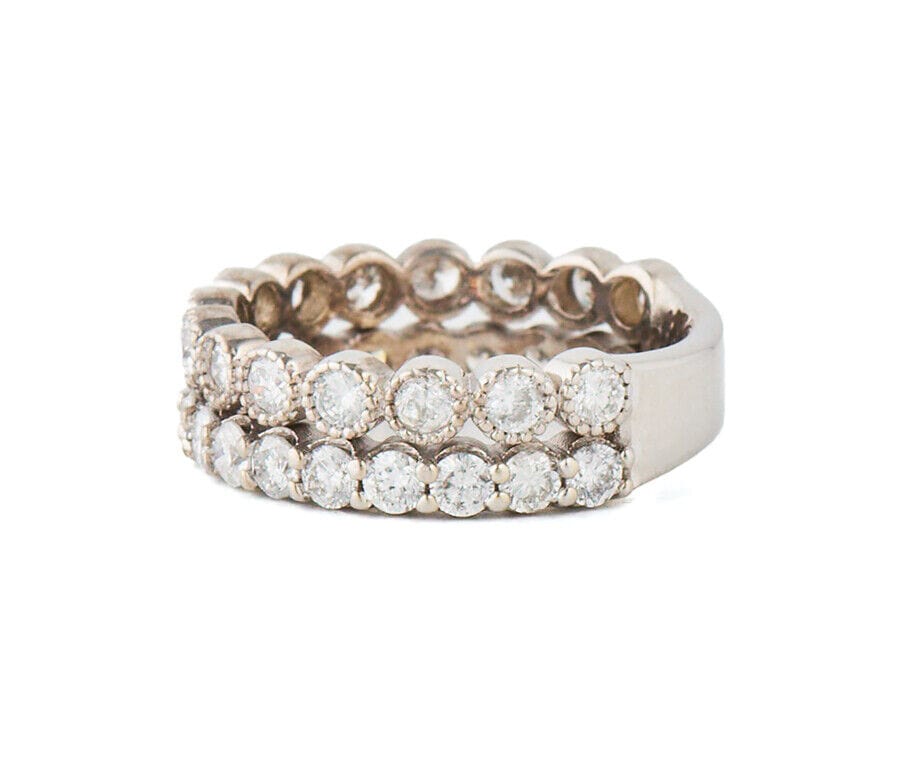 1.75ctw Diamond Milgrain Double Row Band Ring in 14K