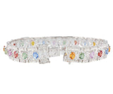 12.0ctw Multi-Colored Sapphire and 1.15ctw Diamond Fancy Link Bracelet in 18K