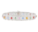 12.0ctw Multi-Colored Sapphire and 1.15ctw Diamond Fancy Link Bracelet in 18K