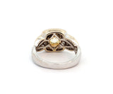 1.36ct Transition Cut Yellow Diamond & 0.65ctw Dia Vintage Engagement Ring 18K