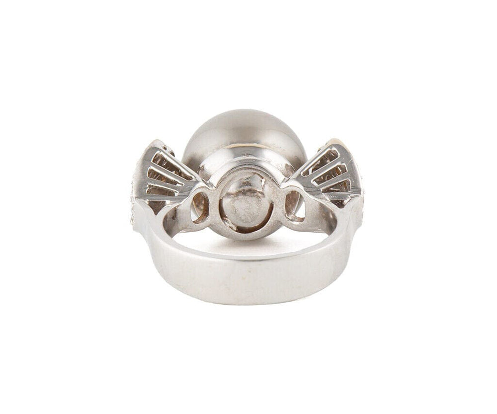 13.0MM Black Tahitian Pearl and 0.50ctw Diamond Ring in 18K