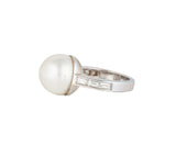 13.0MM South Sea Pearl and 0.60ctw Baguette Diamond Ring in 18K