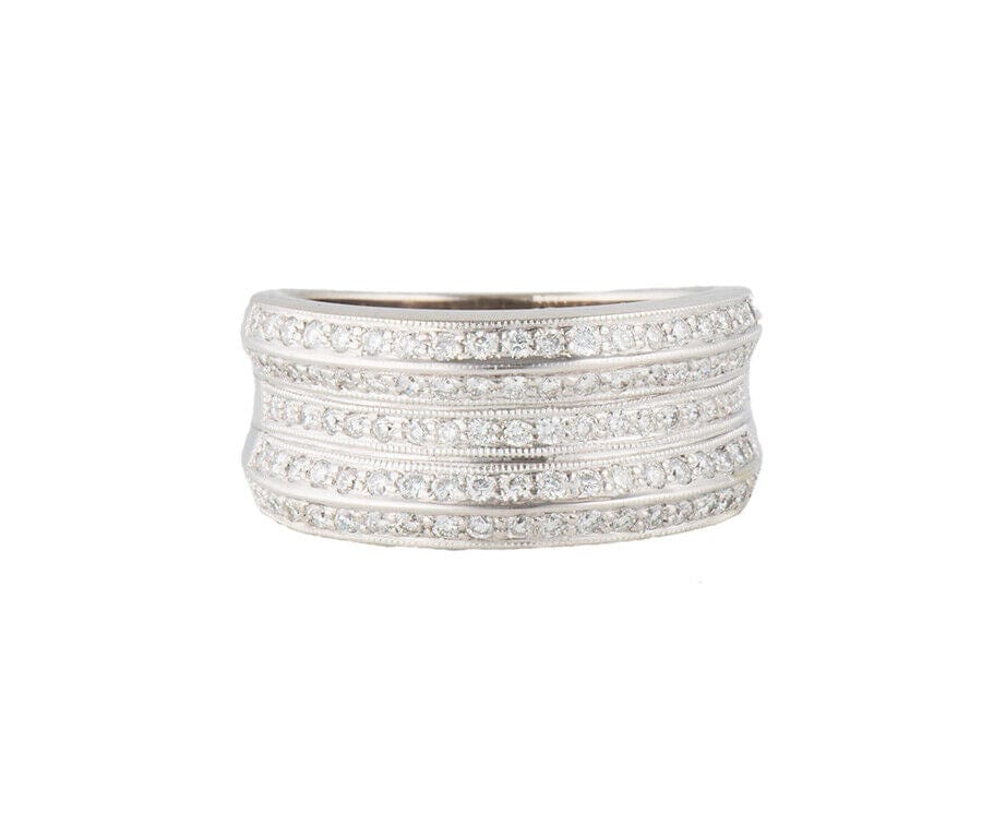 1.30ctw Diamond Five Row Milgrain Band Ring in 14K