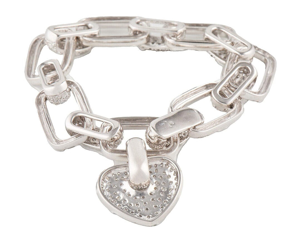 4.50ctw Pave Diamond Heart Link Bracelet in 18K