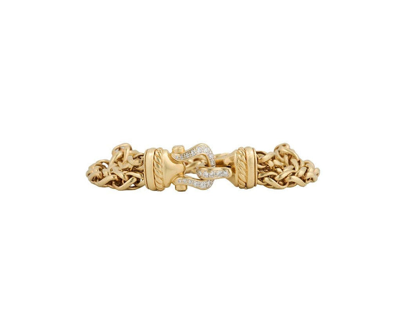 David Yurman 0.75ctw Diamond Buckle Double Wheat Chain Bracelet in