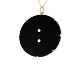Moonstone Cabochon Black Onyx and 1.15ctw Diamond Frame Pendant Necklace in 14K