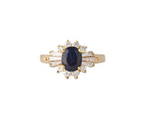 Spark Creations 4.15ct Oval Sapphire and 0.65ctw Diamond Bow Frame Ring in 14K