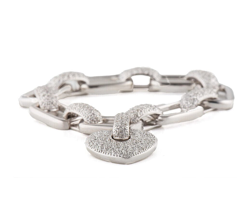 4.50ctw Pave Diamond Heart Link Bracelet in 18K