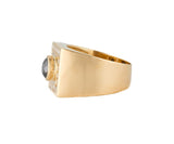 Gents 2.05ctw Black and White Diamond Square Frame Ring in 18K