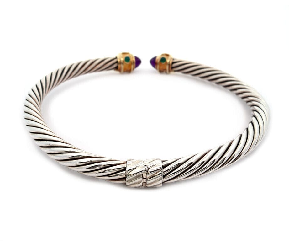 David Yurman Renaissance Amethyst Chalcedony & Tourmaline Collar Necklace