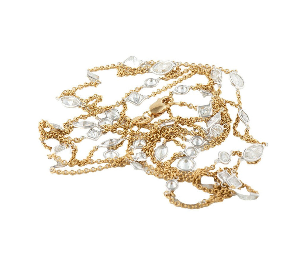5.0ctw Mixed Cut Diamond by the Yard Forty-One Stone Station Necklace in 18K