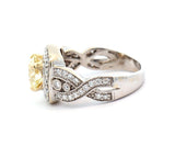 1.36ct Transition Cut Yellow Diamond & 0.65ctw Dia Vintage Engagement Ring 18K